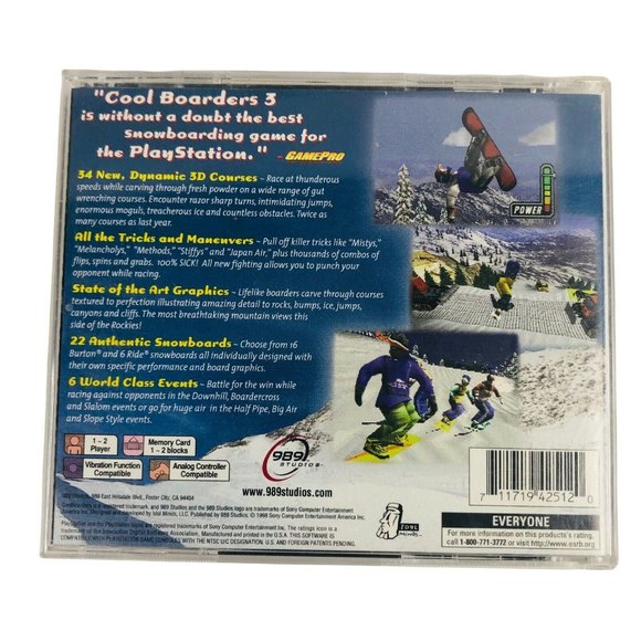 Cool Boarder 3 Sony PlayStation 1 Video Game Complete Disc Manual Case Snowboard - Picture 5 of 9
